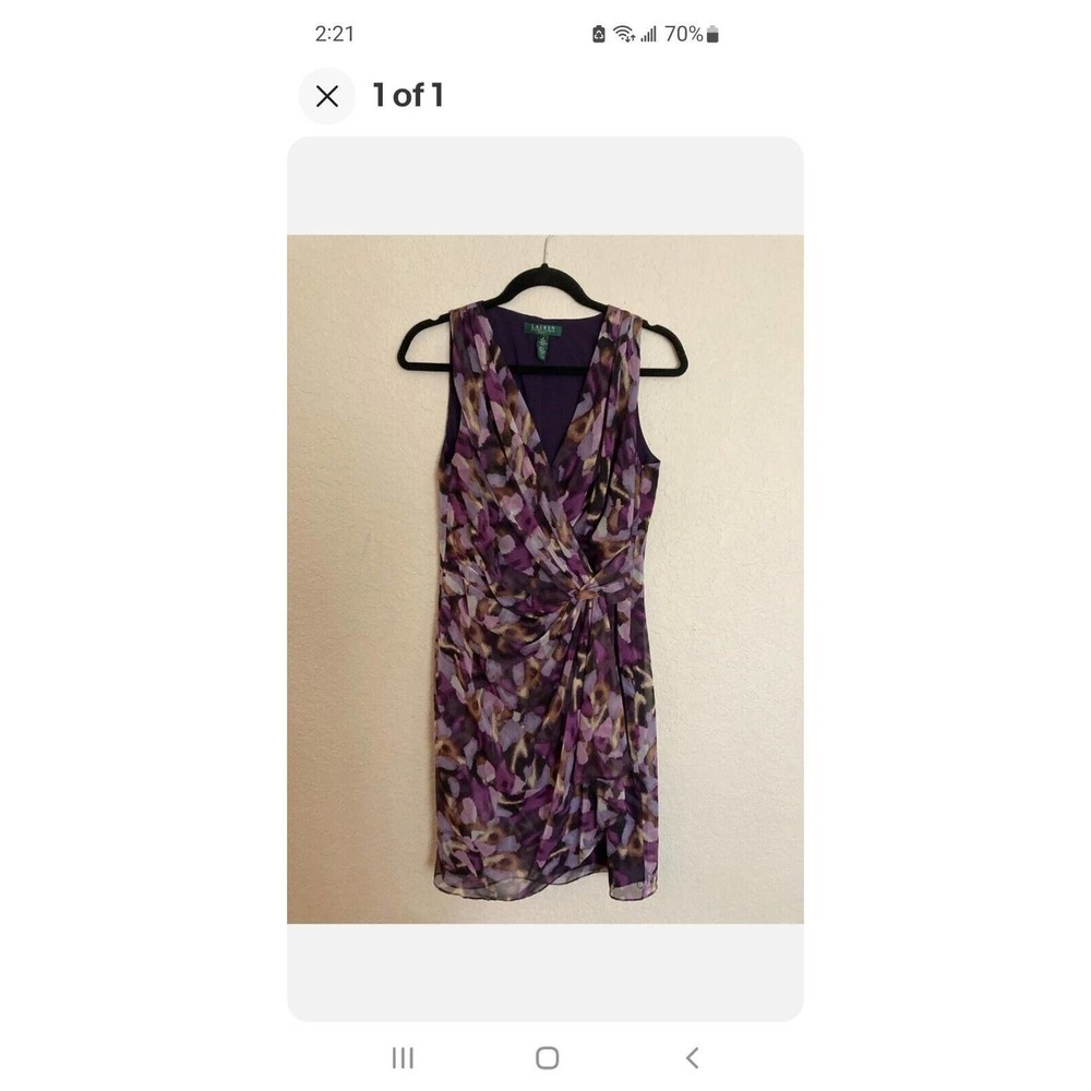 ABSTRACT FLORAL RALPH LAUREN faux wrap DRESS - SIZE 4- beautiful Silk Drape